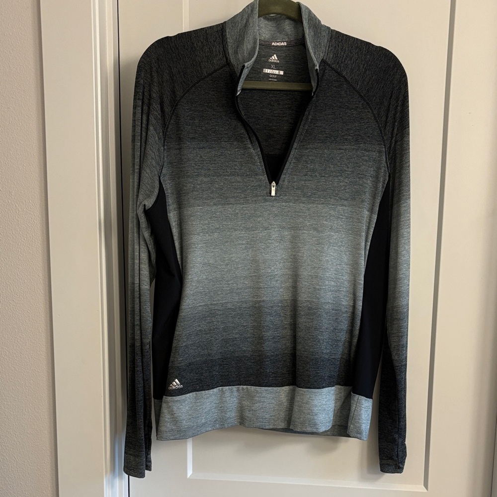 Adidas Black and Gray Gradient Quarter-Zip Top